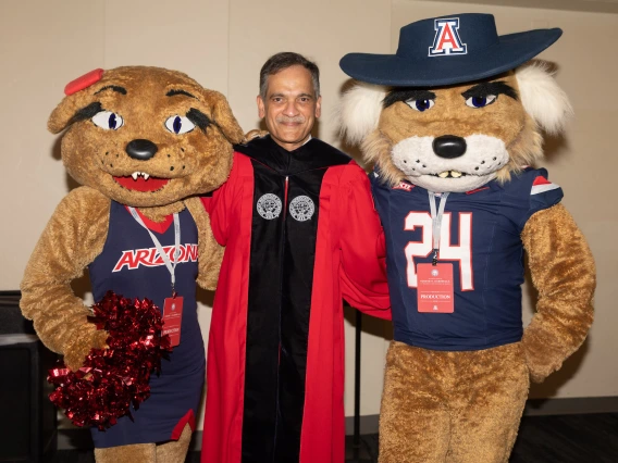 President Garimella with Wilbur and Wilma