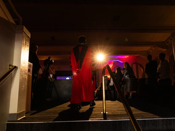 President Garimella entering Centennial Hall